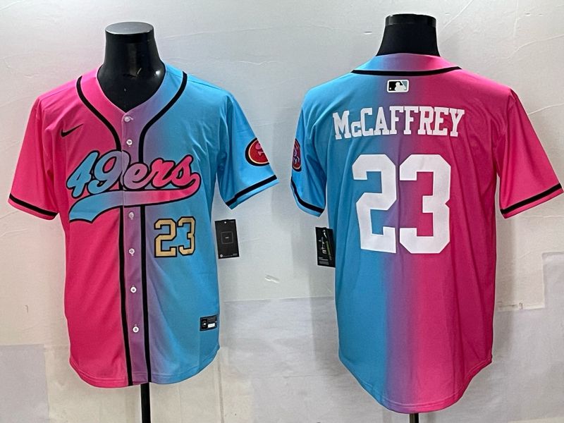 Men 2025 San Francisco 49ers #23 Mccaffrey Blue pink Nike Limited NFL Jersey style 04->san francisco 49ers->NFL Jersey